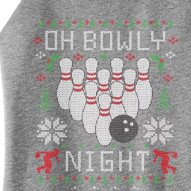 Oh Bowly Night Bowling Ugly Christmas Sweater Party Gift Women’s Perfect Tri Rocker Tank