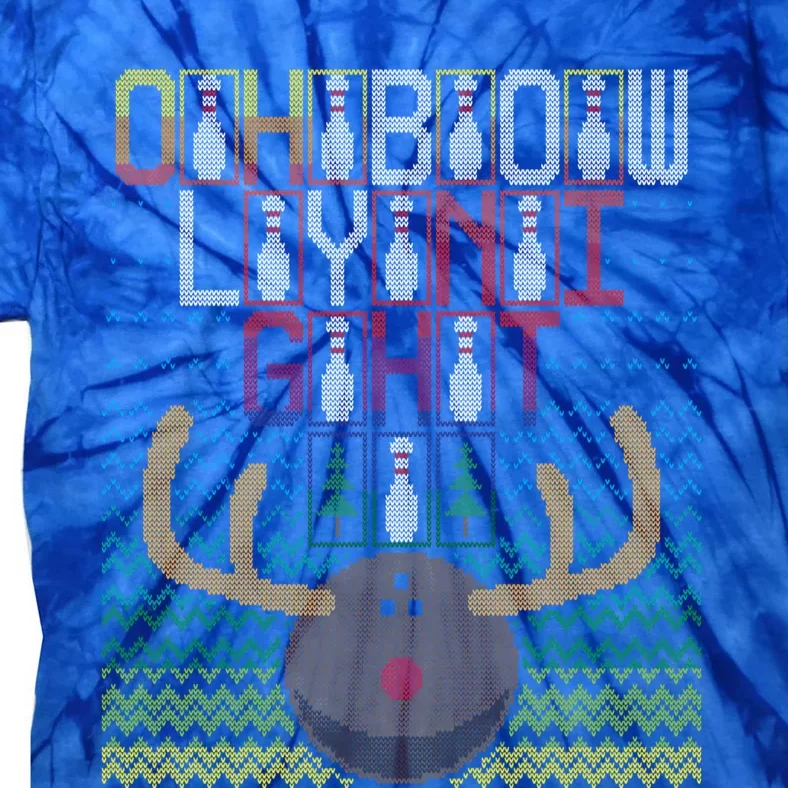 Oh Bowly Night XMas Bowling Pins Ugly Christmas Sweater Gift Tie-Dye T-Shirt