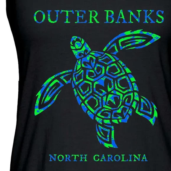 O.U.T.E.R B.A.N.K.S North Carolina Sea Turtle Souvenir Ladies Essential Flowy Tank