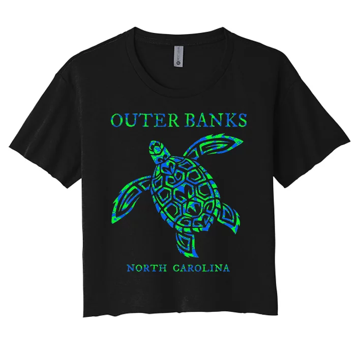 O.U.T.E.R B.A.N.K.S North Carolina Sea Turtle Souvenir Women's Crop Top Tee