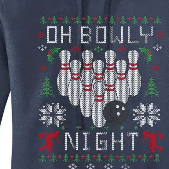 Oh Bowly Night Bowling Ugly Christmas Party Gift Cool Gift Women's Pullover Hoodie