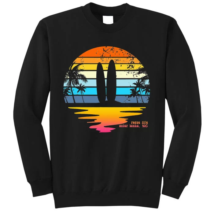 Outer Banks NC Retro Beach Surfing Pogue Life Outer Banks Tall Sweatshirt