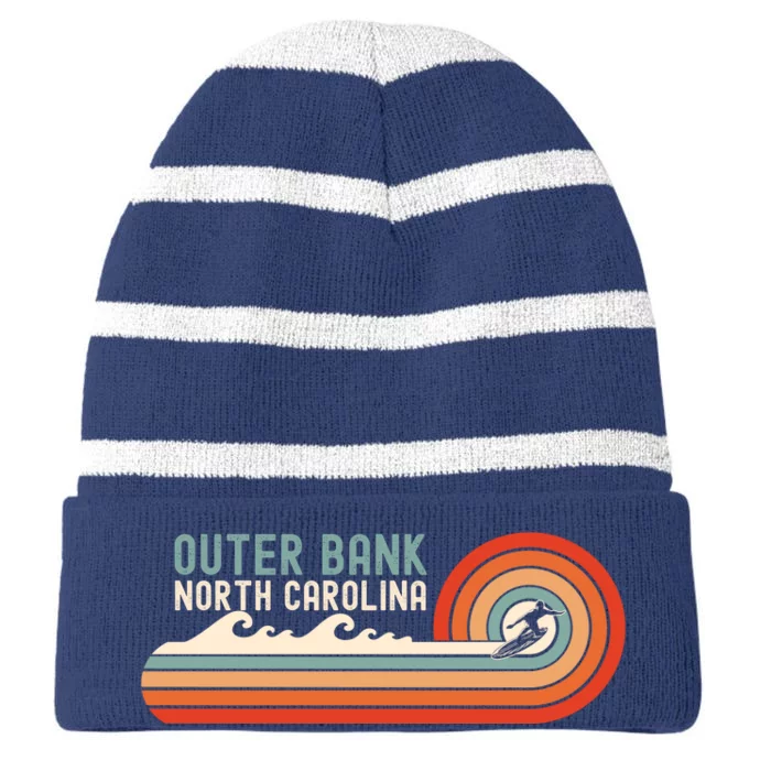 Outer Banks North Carolina NC Beach Striped Beanie with Solid Band