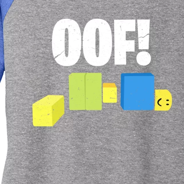 Oof! Blox Noob Funny Gamer Gift Women's Tri-Blend 3/4-Sleeve Raglan Shirt