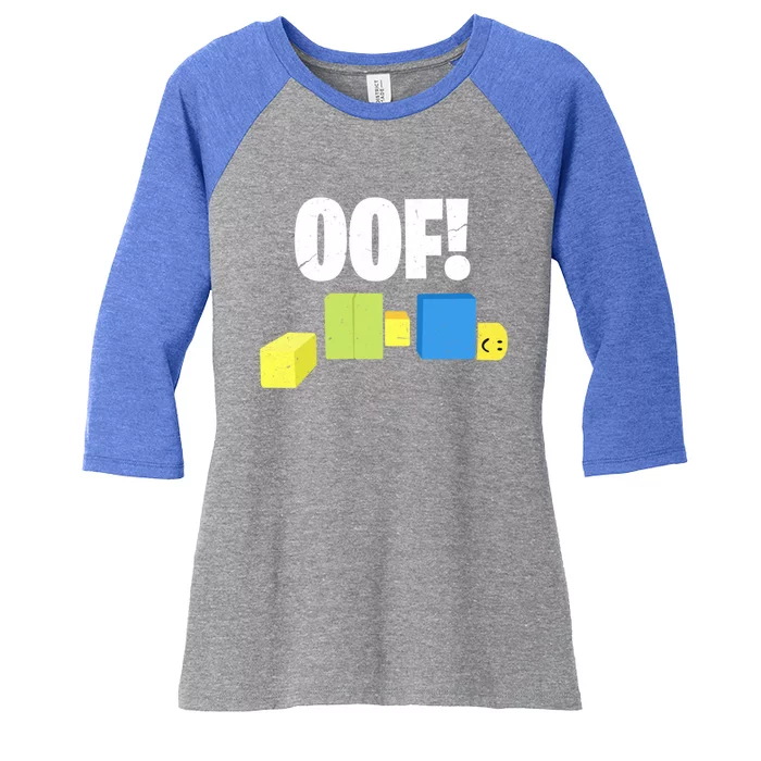 Oof! Blox Noob Funny Gamer Gift Women's Tri-Blend 3/4-Sleeve Raglan Shirt