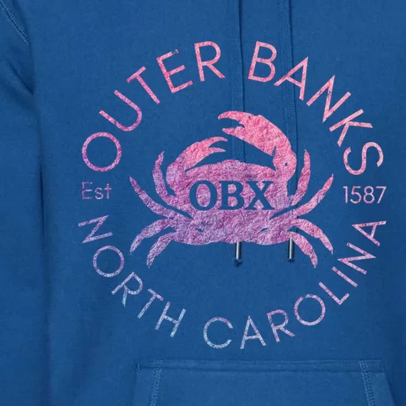 Outer Banks North Carolina Obx Crab Beach Summer Vintage Gift Premium Hoodie