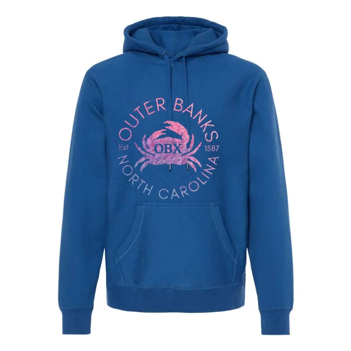 Outer Banks North Carolina Obx Crab Beach Summer Vintage Gift Premium Hoodie