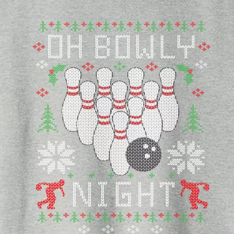 Oh Bowly Night Bowling Ugly Christmas Party Cool Gift Women's Crop Top Tee