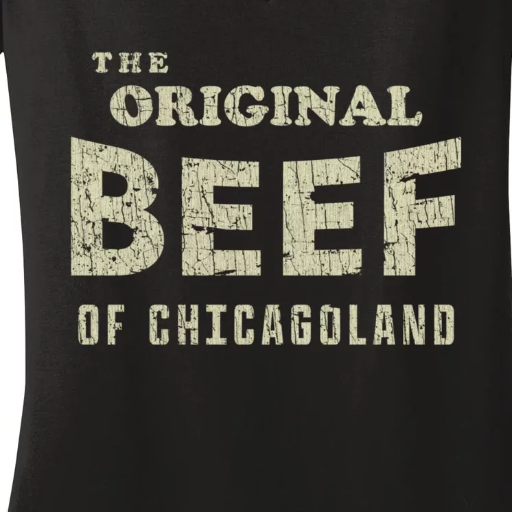 Vintage The Original Beef Of Chicagoland Women's V-Neck T-Shirt