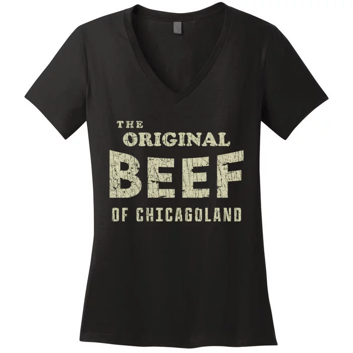 Vintage The Original Beef Of Chicagoland Women's V-Neck T-Shirt