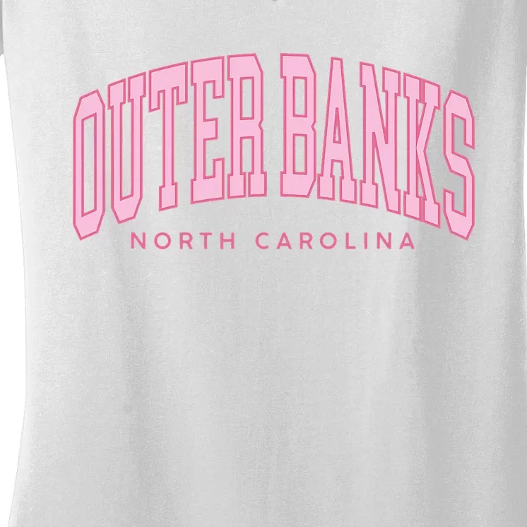 Outer Banks OBX North Carolina summer retro preppy throwback Women's V-Neck T-Shirt