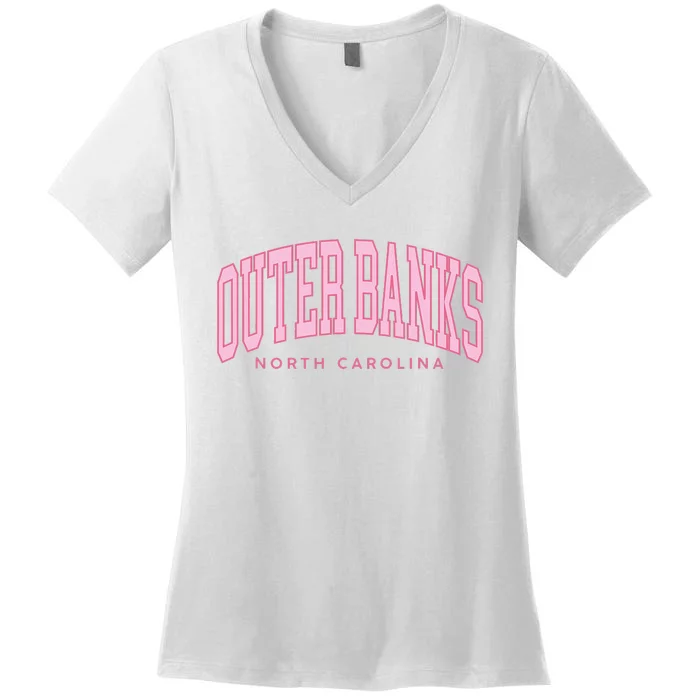 Outer Banks OBX North Carolina summer retro preppy throwback Women's V-Neck T-Shirt