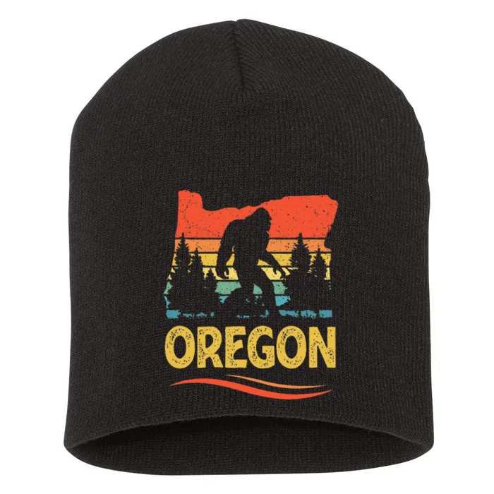 Oregon Bigfoot Oregon With A Bigfoot Or A Sasquatch Short Acrylic Beanie