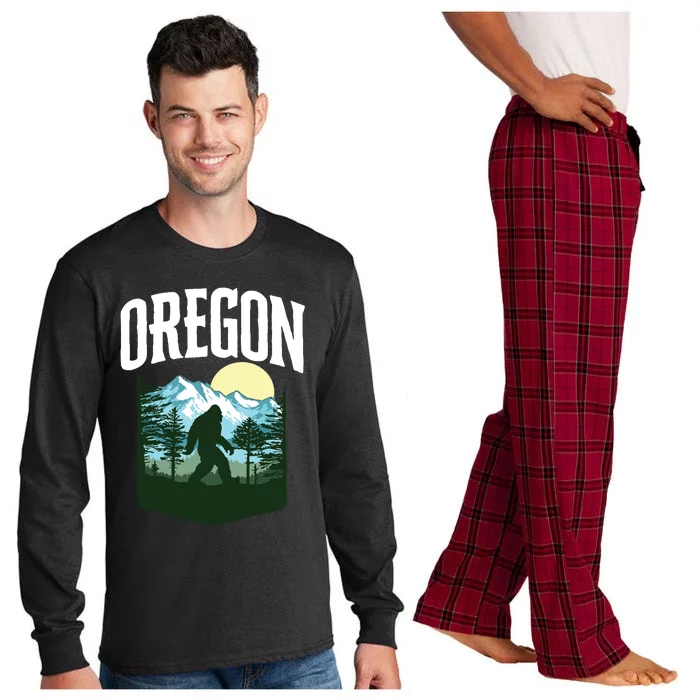 Oregon Bigfoot Outdoors Graphic Mountains Trees Nature Long Sleeve Pajama Set