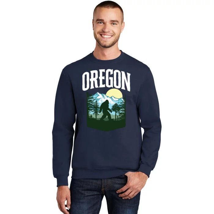 Oregon Bigfoot Outdoors Graphic Mountains Trees Nature Tall Sweatshirt