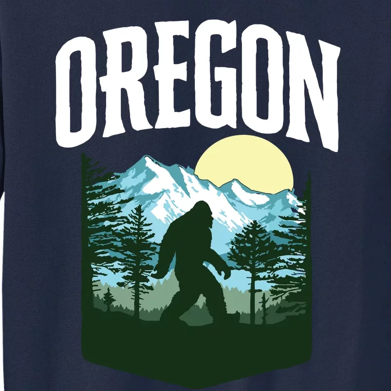 Oregon Bigfoot Outdoors Graphic Mountains Trees Nature Tall Sweatshirt