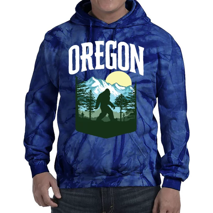 Oregon Bigfoot Outdoors Graphic Mountains Trees Nature Tie Dye Hoodie