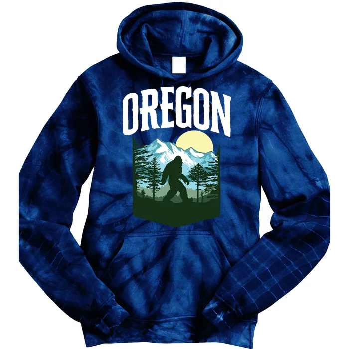 Oregon Bigfoot Outdoors Graphic Mountains Trees Nature Tie Dye Hoodie