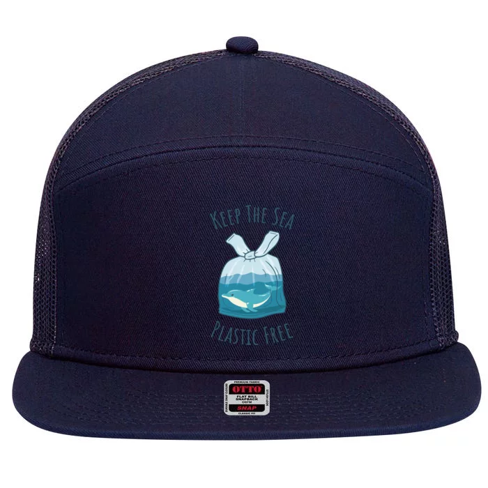 Ocean Ban Plastic Pollution Keep The Sea Plastics Free Gift 7 Panel Mesh Trucker Snapback Hat