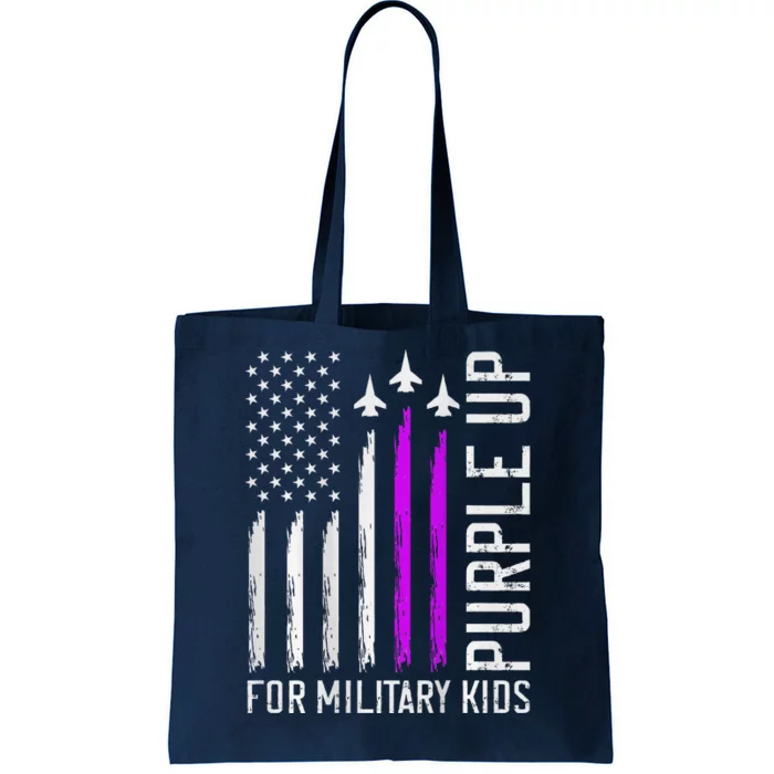 (On Back) Purple Up For Military Military Child Month Tote Bag