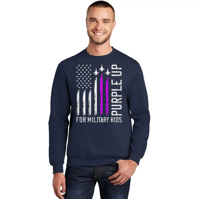 (On Back) Purple Up For Military Military Child Month Tall Sweatshirt