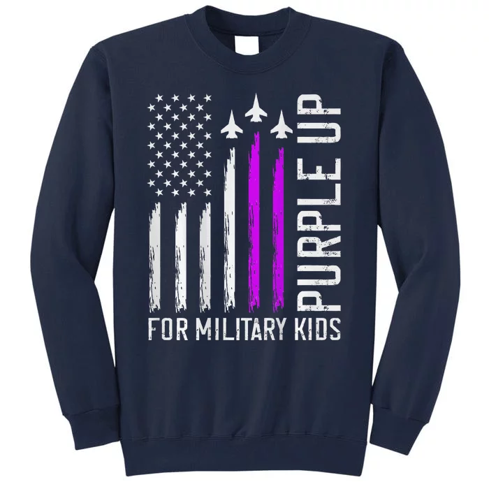 (On Back) Purple Up For Military Military Child Month Tall Sweatshirt