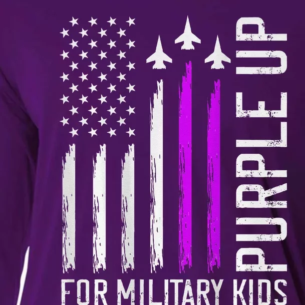 (On Back) Purple Up For Military Military Child Month Cooling Performance Long Sleeve Crew