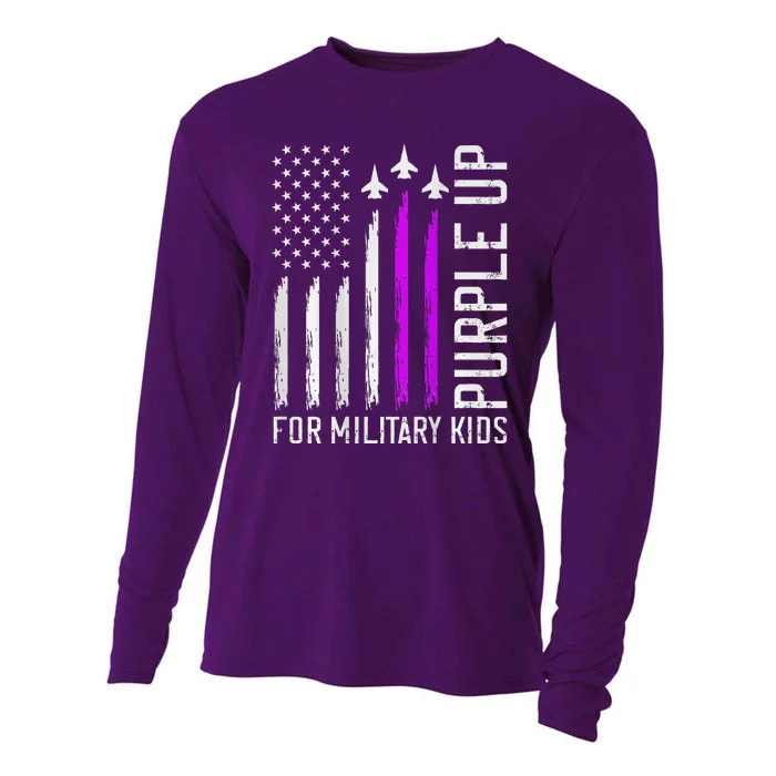 (On Back) Purple Up For Military Military Child Month Cooling Performance Long Sleeve Crew