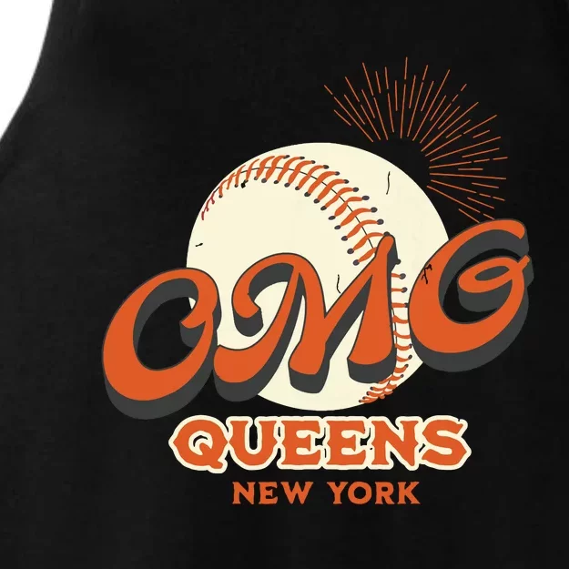 Omg Baseball Queens New York Ladies Tri-Blend Wicking Tank