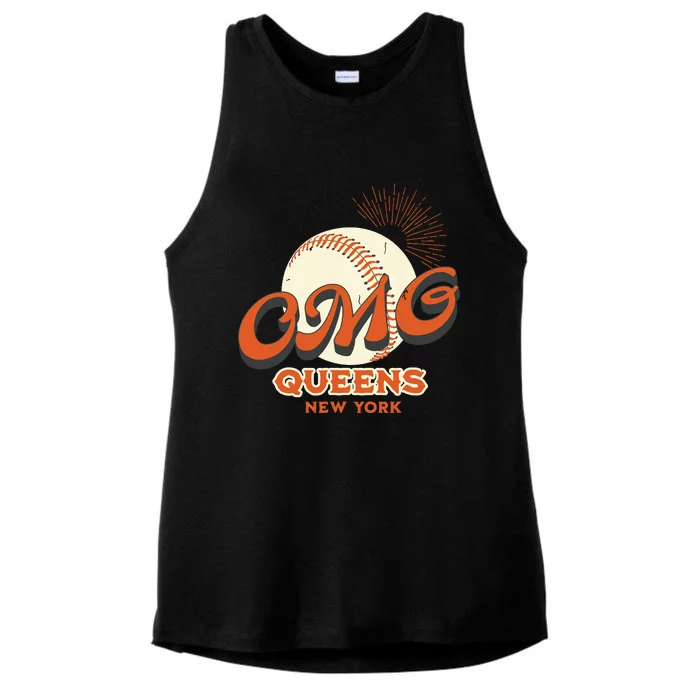 Omg Baseball Queens New York Ladies Tri-Blend Wicking Tank