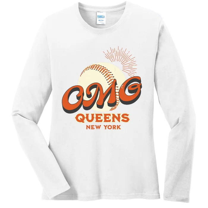 Omg Baseball Queens New York Ladies Long Sleeve Shirt