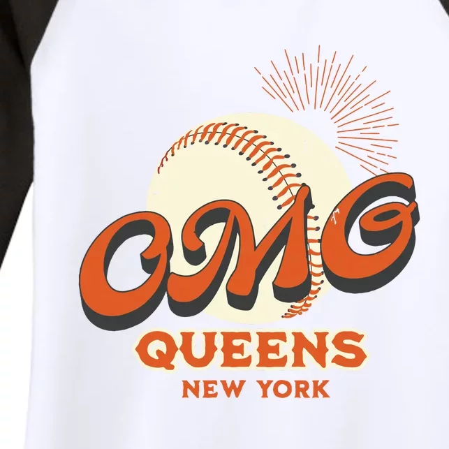 Omg Baseball Queens New York Women's Tri-Blend 3/4-Sleeve Raglan Shirt