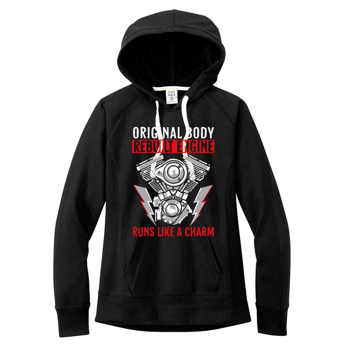 Original Body Rebuilt Engine Runs Like A Charm Heart Surgery Women's Fleece Hoodie