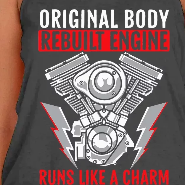 Original Body Rebuilt Engine Runs Like A Charm Women's Knotted Racerback Tank