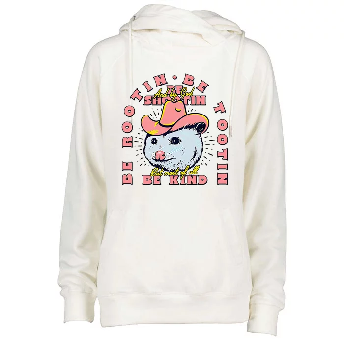 Opossum Bee Rootin Be Tootin Most Of All Be Kind Vintage Womens Funnel Neck Pullover Hood