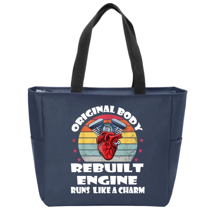 Original Body Rebuilt Engine Runs Like A Charm Car Engine Heart Zip Tote Bag