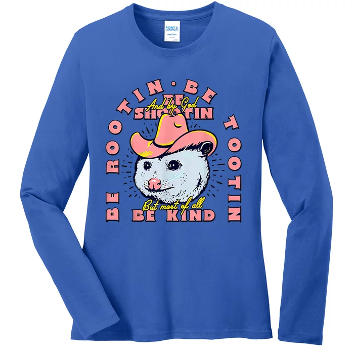 Opossum Bee Rootin Be Tootin Most Of All Be Kind Vintage Ladies Long Sleeve Shirt