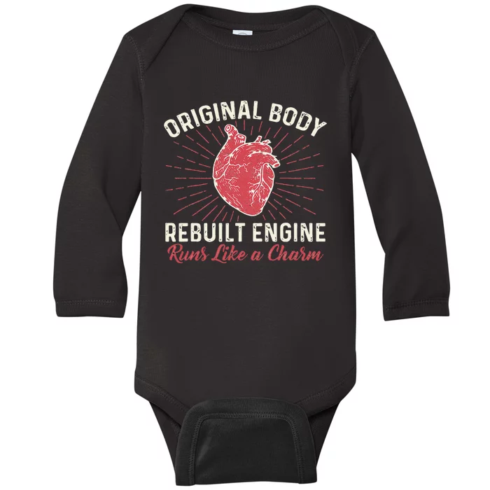 Original Body Rebuilt Engine Heart Attack Survivor Recovery Baby Long Sleeve Bodysuit