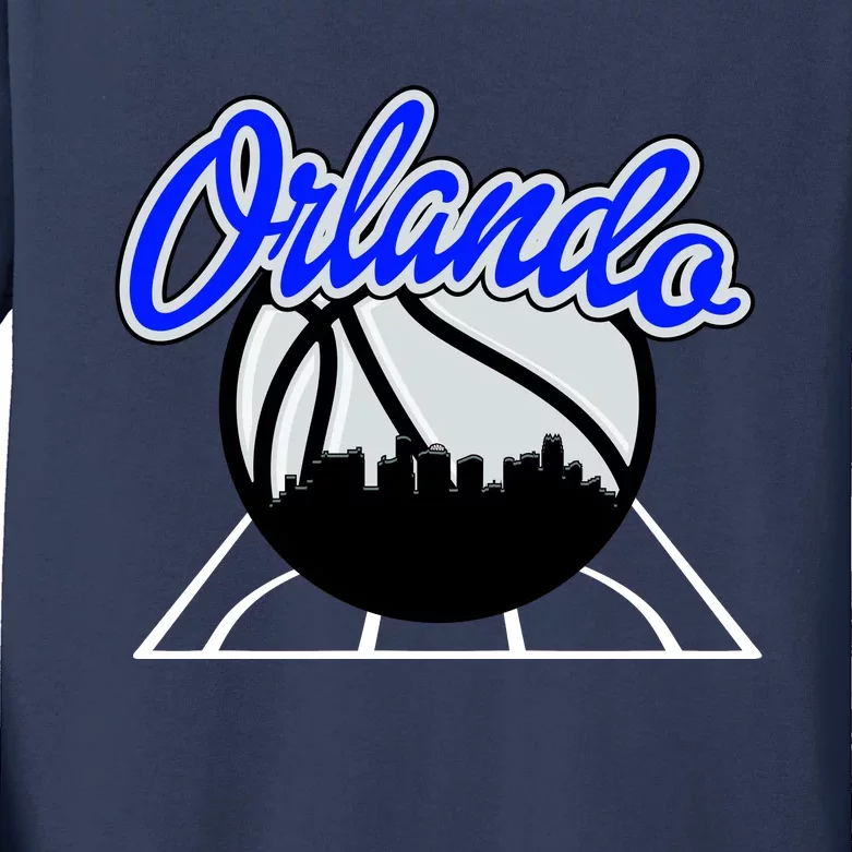 Orlando Basketball Skyline Kids Long Sleeve Shirt