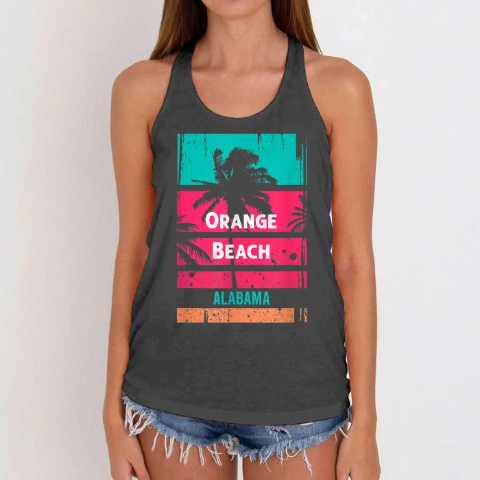 Orange Beach Souvenir Alabama Reminder Women's Knotted Racerback Tank