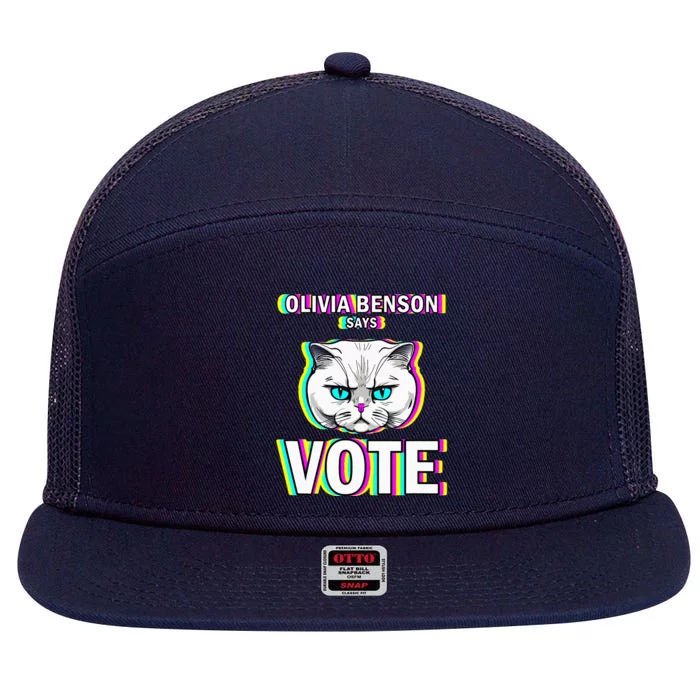 Olivia Benson Says Vote 7 Panel Mesh Trucker Snapback Hat