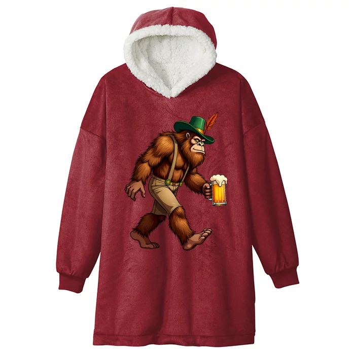 Oktoberfest Bigfoot Sasquatch Funny German Drinking Beer Hooded Wearable Blanket