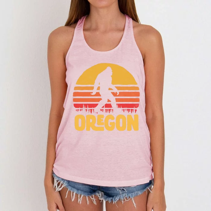 Oregon Bigfoot Sasquatch & Sun Women's Knotted Racerback Tank