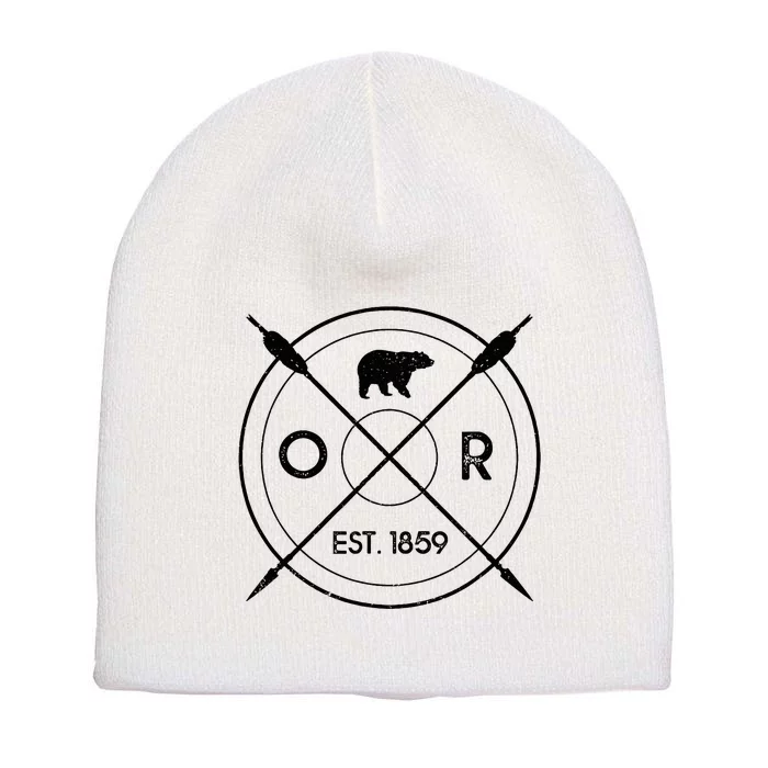 Oregon Beaver State Bear Or Est. 1859 Short Acrylic Beanie