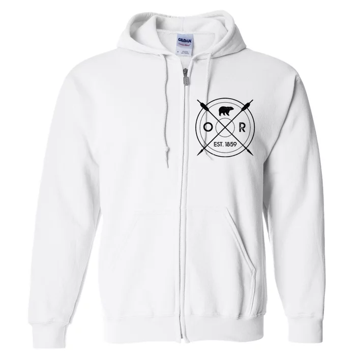 Oregon Beaver State Bear Or Est. 1859 Full Zip Hoodie