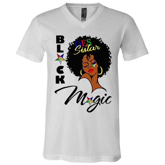 OES Black Sistar Magic Order the Eastern Star Juneteenth Day V-Neck T-Shirt