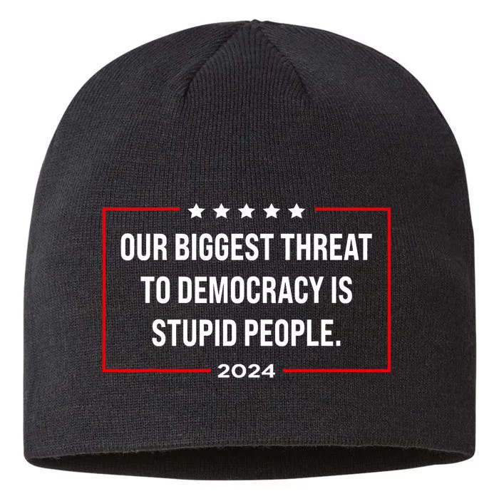 Our Biggest Threat To Democracy Is Stupid People 8 1/2in Sustainable Knit Beanie