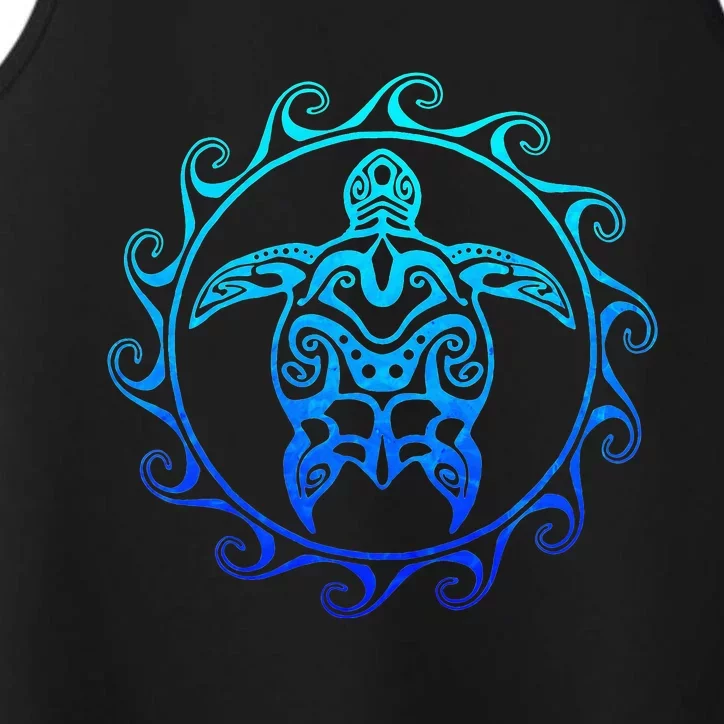 Ocean Blue Tribal Hawaiian Sea Turtle Performance Tank