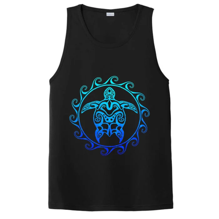 Ocean Blue Tribal Hawaiian Sea Turtle Performance Tank