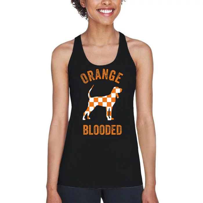 Orange Blooded Tennessee Hound Native Home Tn State Pride Women's Racerback Tank